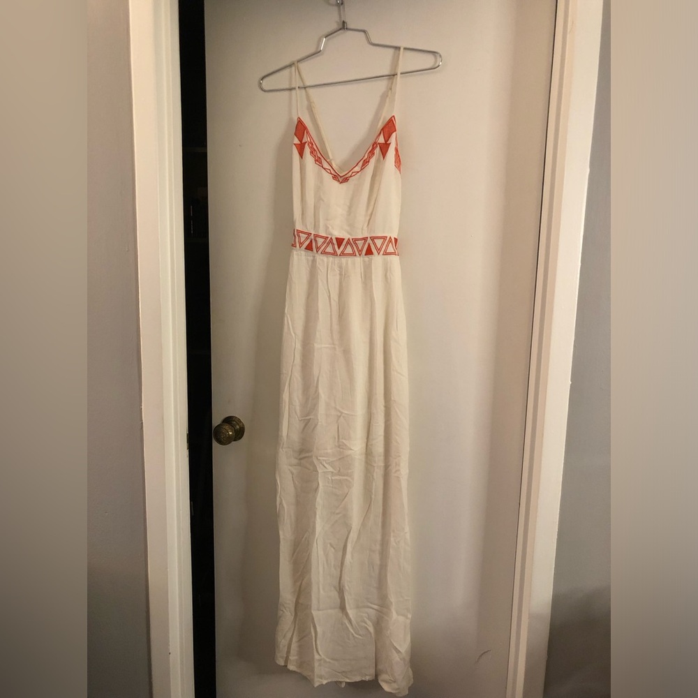 White with orange dress